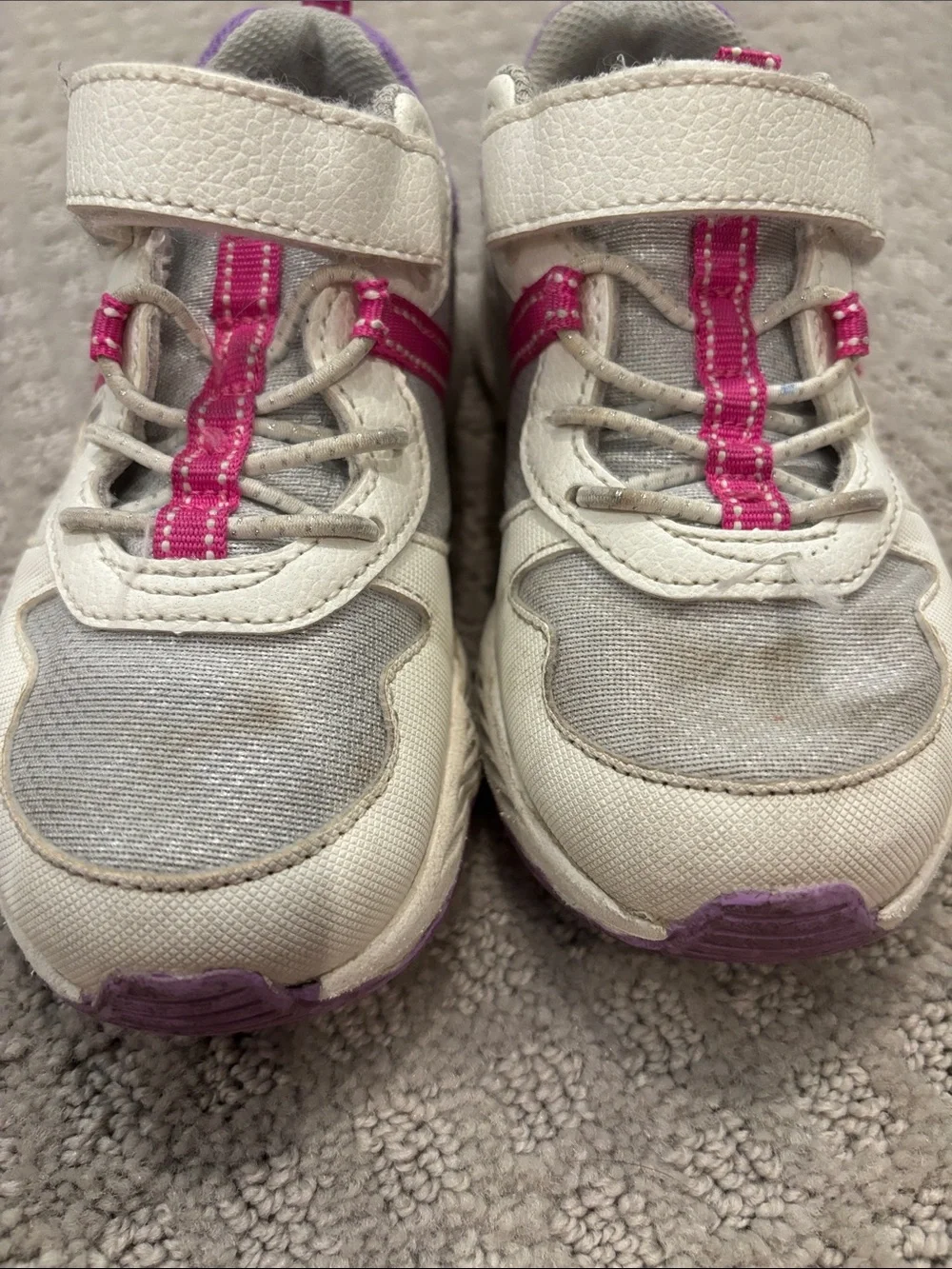 Kids White and Pink Stride Rite “Made to Play” Sneakers